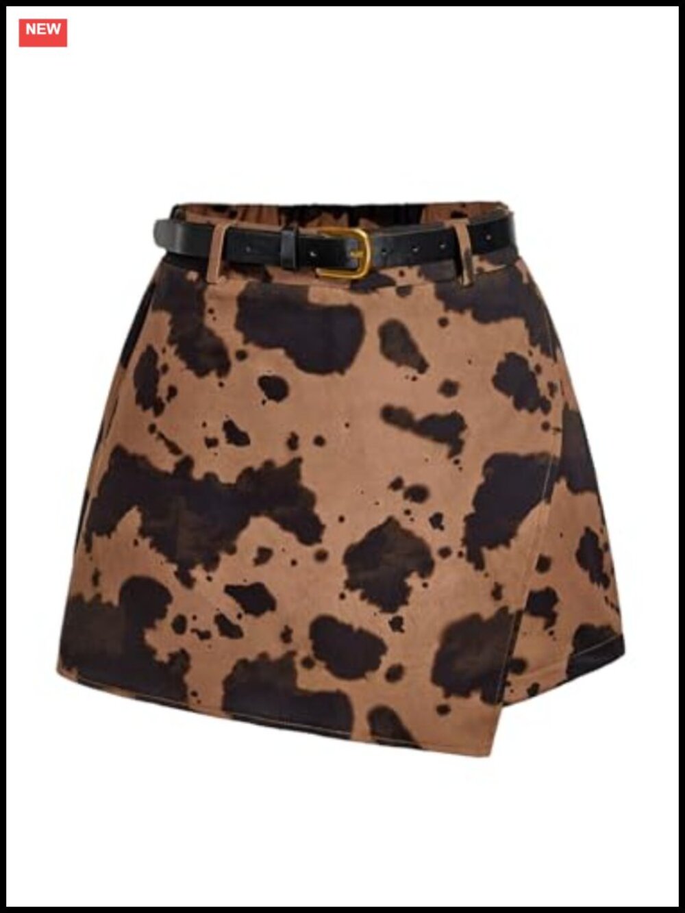 Floerns Polyester Elastane Cow Print Mini Skort Wrap Western Skirt